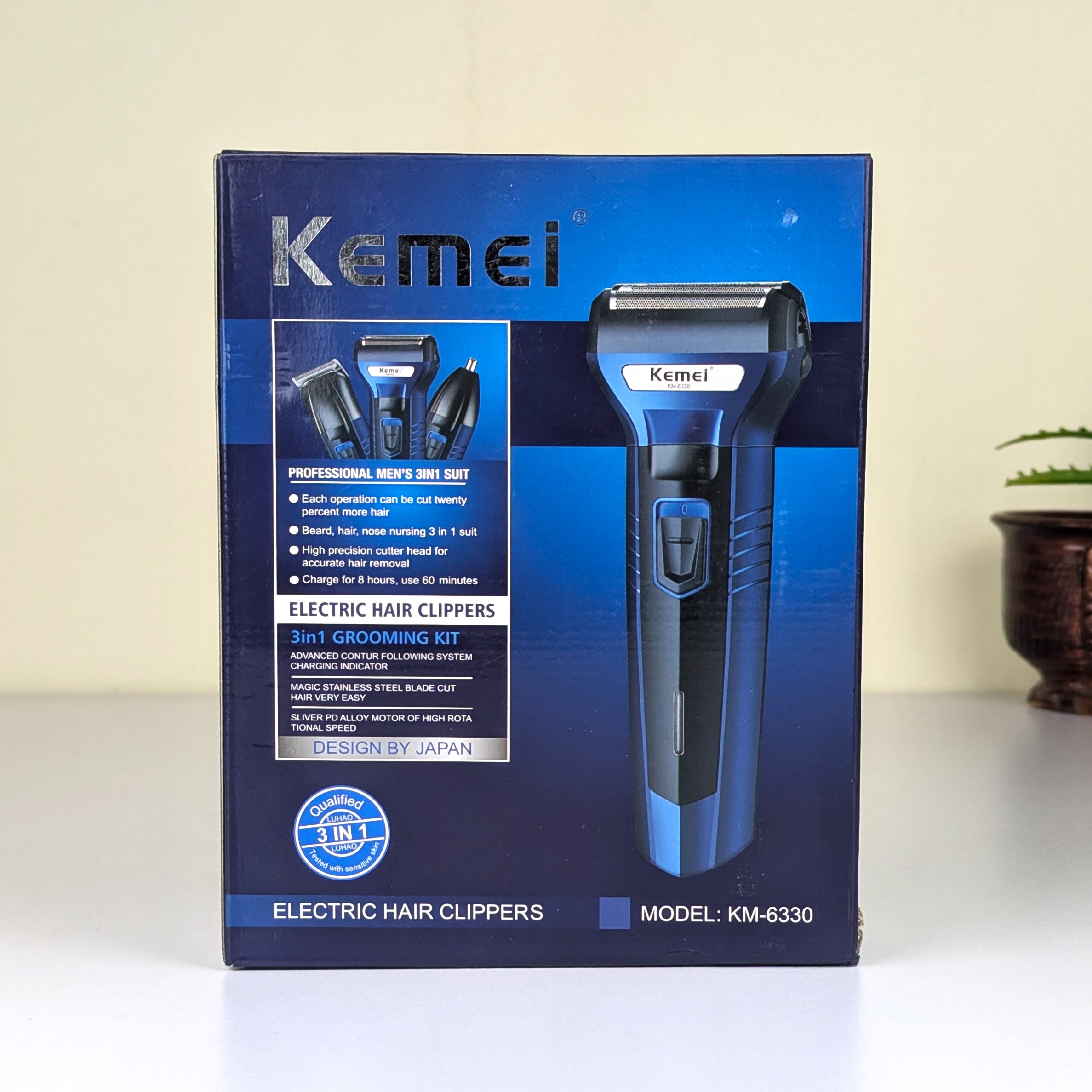 Kemei KM-6330 3-in-1 Rechargeable Hair Trimmer, Electric Shaver & Nose Clipper Grooming Kit For Men – Universal Voltage, 60 Min Runtime - Image 6
