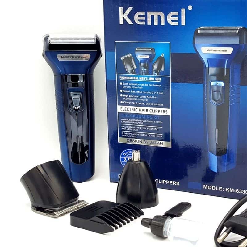 Kemei KM-6330 3-in-1 Rechargeable Hair Trimmer, Electric Shaver & Nose Clipper Grooming Kit For Men – Universal Voltage, 60 Min Runtime - Image 3
