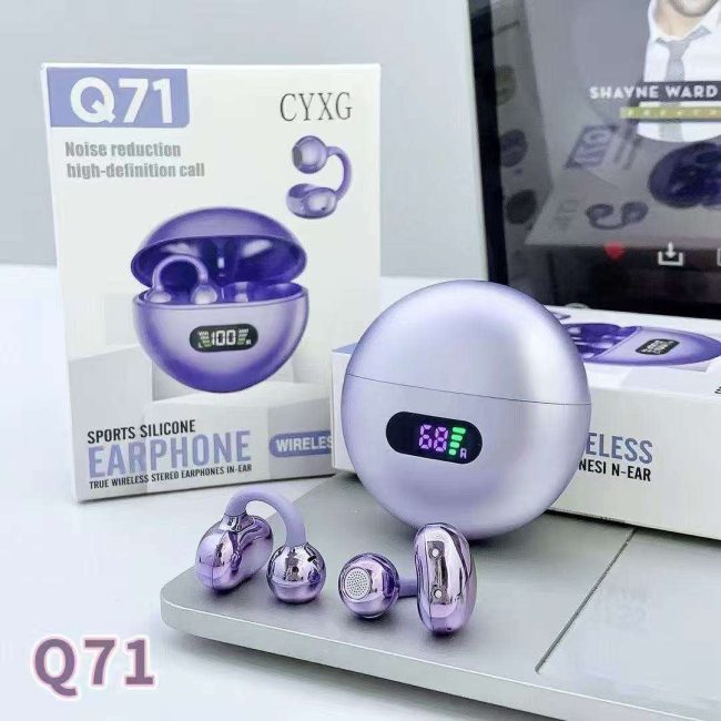 Q71 Wireless Earbuds With Digital Display Ear clip