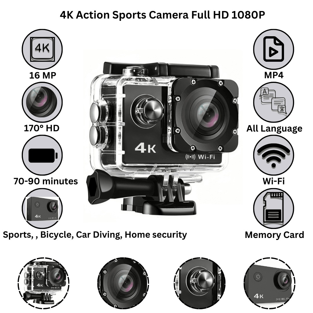4K SPORTS ULTRA HD DV 30M Action Camera- Trendy Tech - Image 3